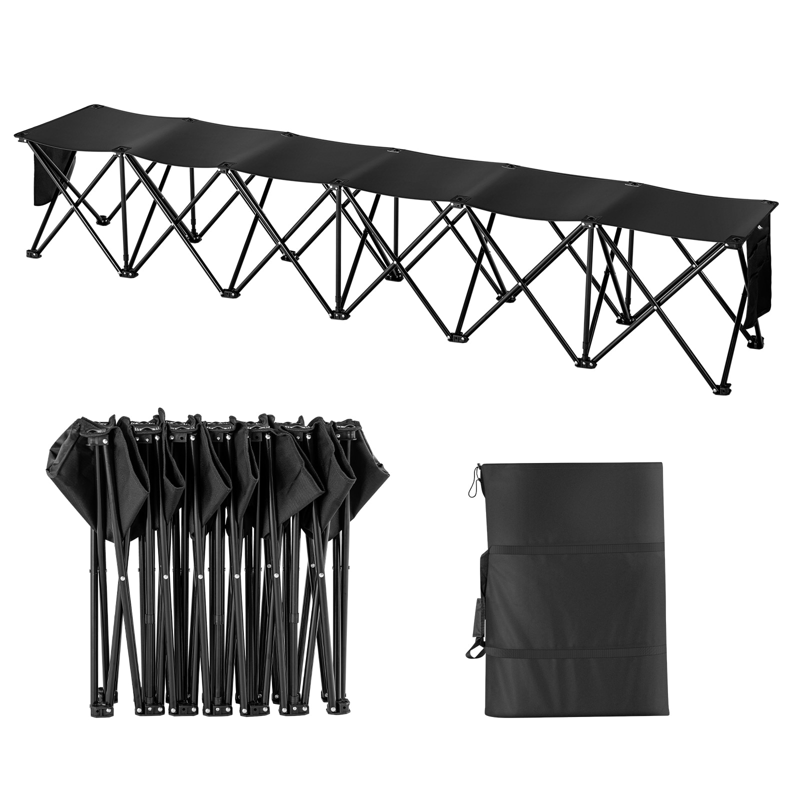 Portable 6 Seat Folding Sport Bench With Carry Bag For Camping_voghion.com